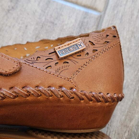 Pikolinos Puerto Vallarta Brandy Leather Mary Jane Flat Women’s 39 US 8.5 Cutout - Picture 7 of 12